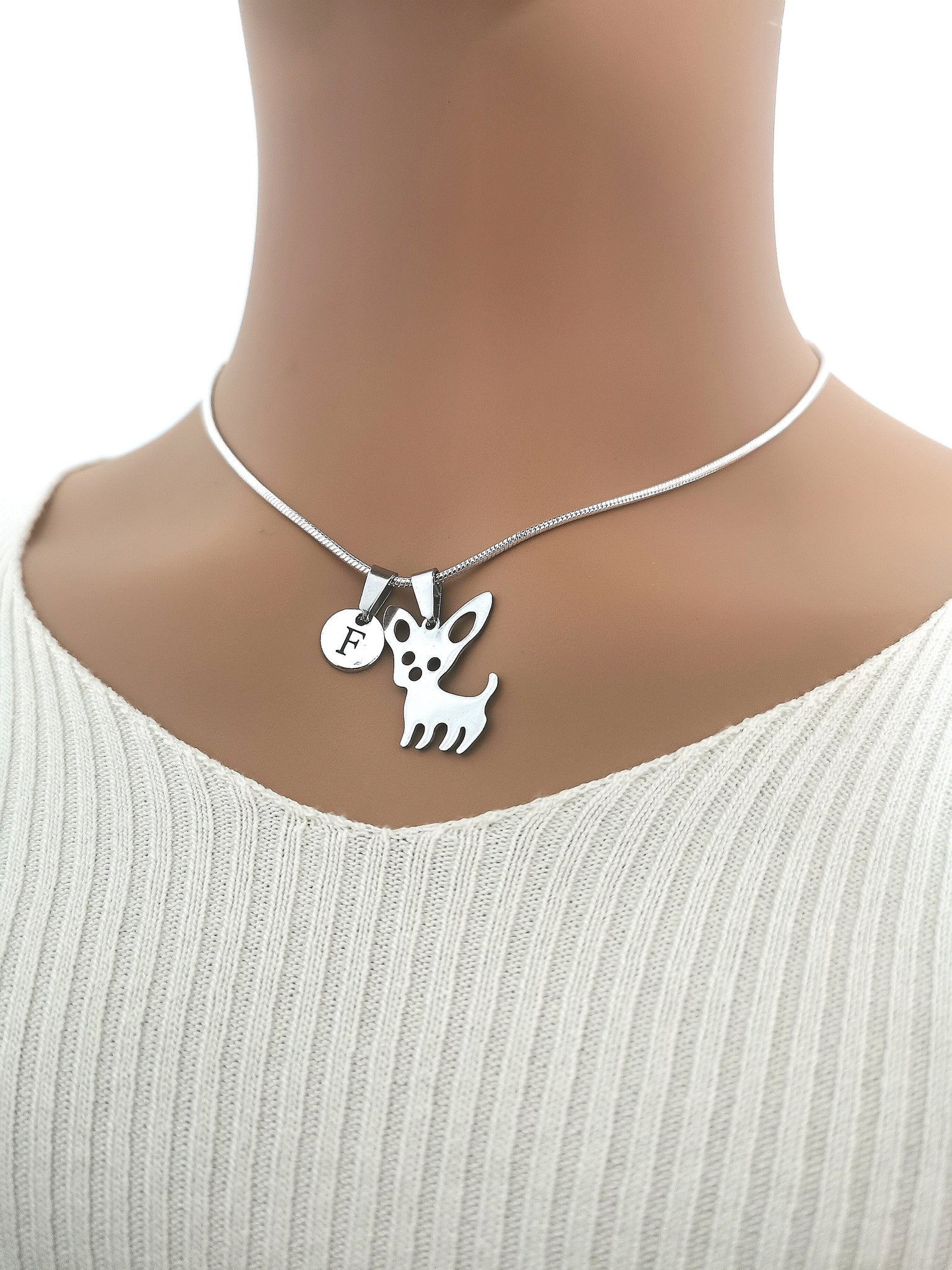 Charming Silver Chihuahua Necklace - Stylish Dog Charm Gift with 18" length - Perfect for Chihuahua enthusiasts - YouLoveYouShop.