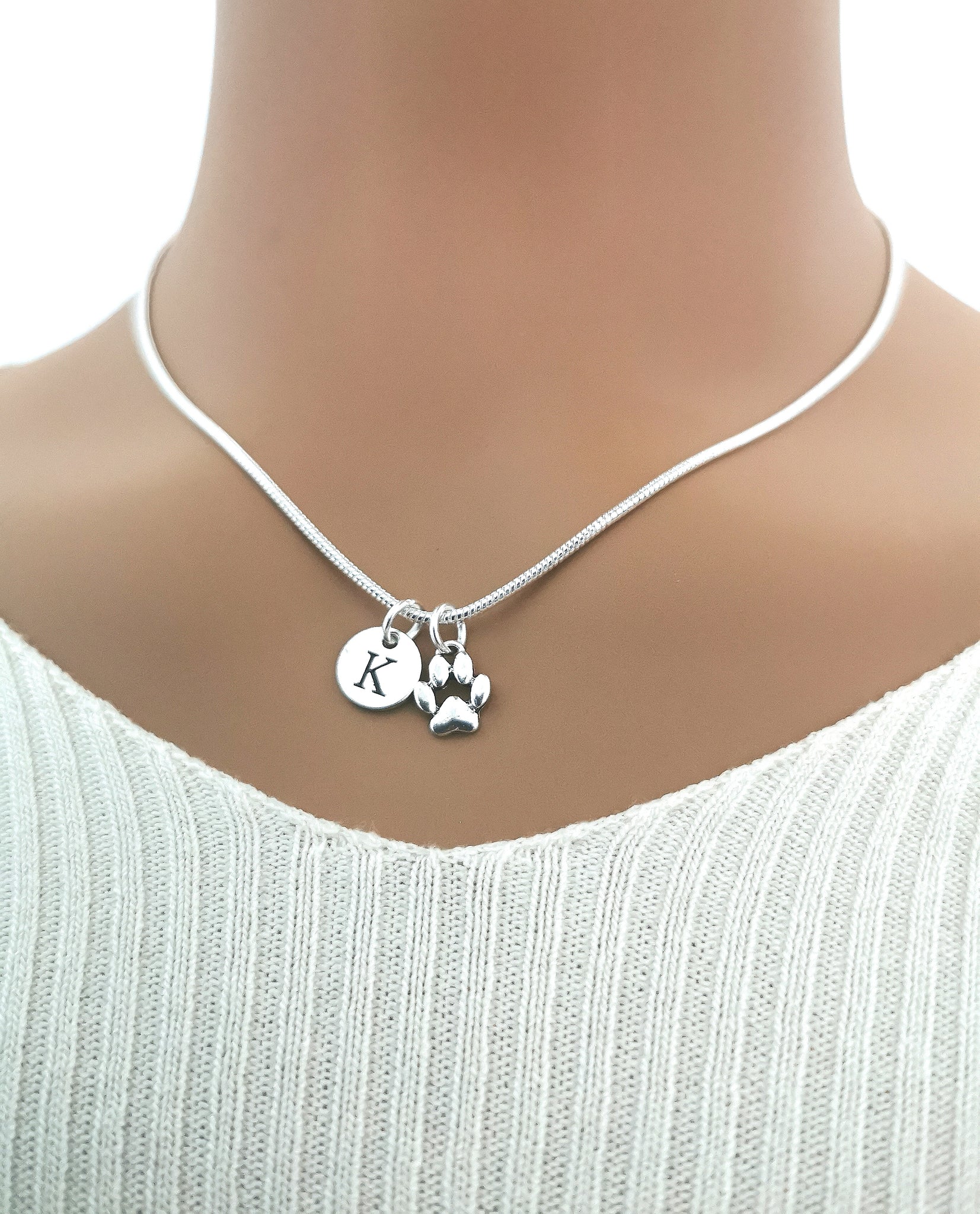 Heartfelt Silver Dog Paw Pet Loss Memorial Necklace - Stylish Charm Gift with 18" length - Perfect for those honoring departed pets - YouLoveYouShop.