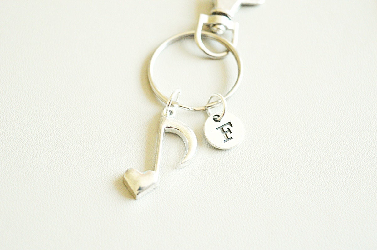 Music Note keychain, Music Note keyring, Music Note Gift, Musician Gift, Music Teacher, Music Note Charm, Music Note Jewelry, Eighth Note