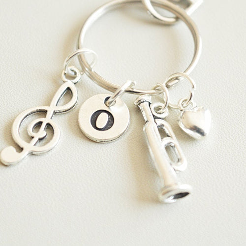 Trumpet gifts, Trumpet Keyring, Trumpet Birthday Gift, Musician Keychain, Gift for Music Lover, Gift for Musician, Musician Instruments