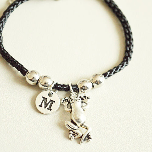 Frog Bracelet, Frog Charm Bracelet, Frog charm, Animal Bracelet, Frog Gift, Animal Bracelet Gift, Friendship Bangle, Tadpole, Frogs,Initial