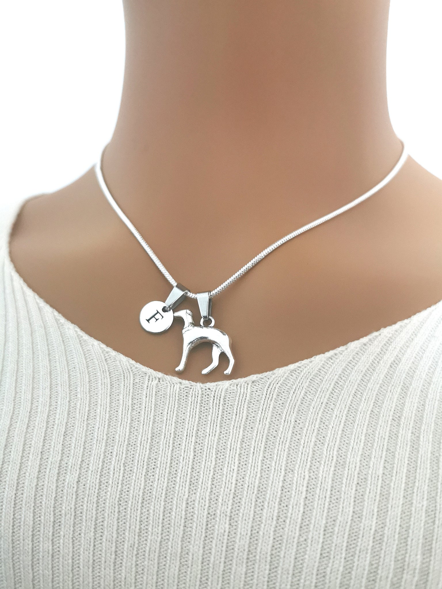 Capture elegance with our Silver Greyhound Necklace - a refined Dog Charm Gift with an 18" length, perfect for dog enthusiasts - YouLoveYouShop