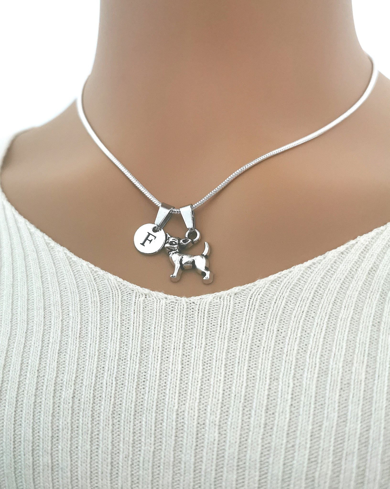 Silver Chihuahua Necklace - a refined Dog Charm Gift with an 18" length, perfect for Chihuahua enthusiasts - YouLoveYouShop