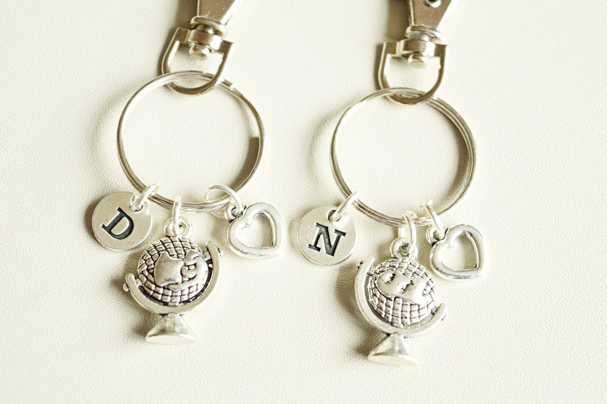 keyring globe set of 2 - Perfect Gift for Her, Women's Jewelry