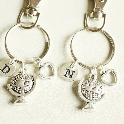 keyring globe set of 2 - Perfect Gift for Her, Women's Jewelry