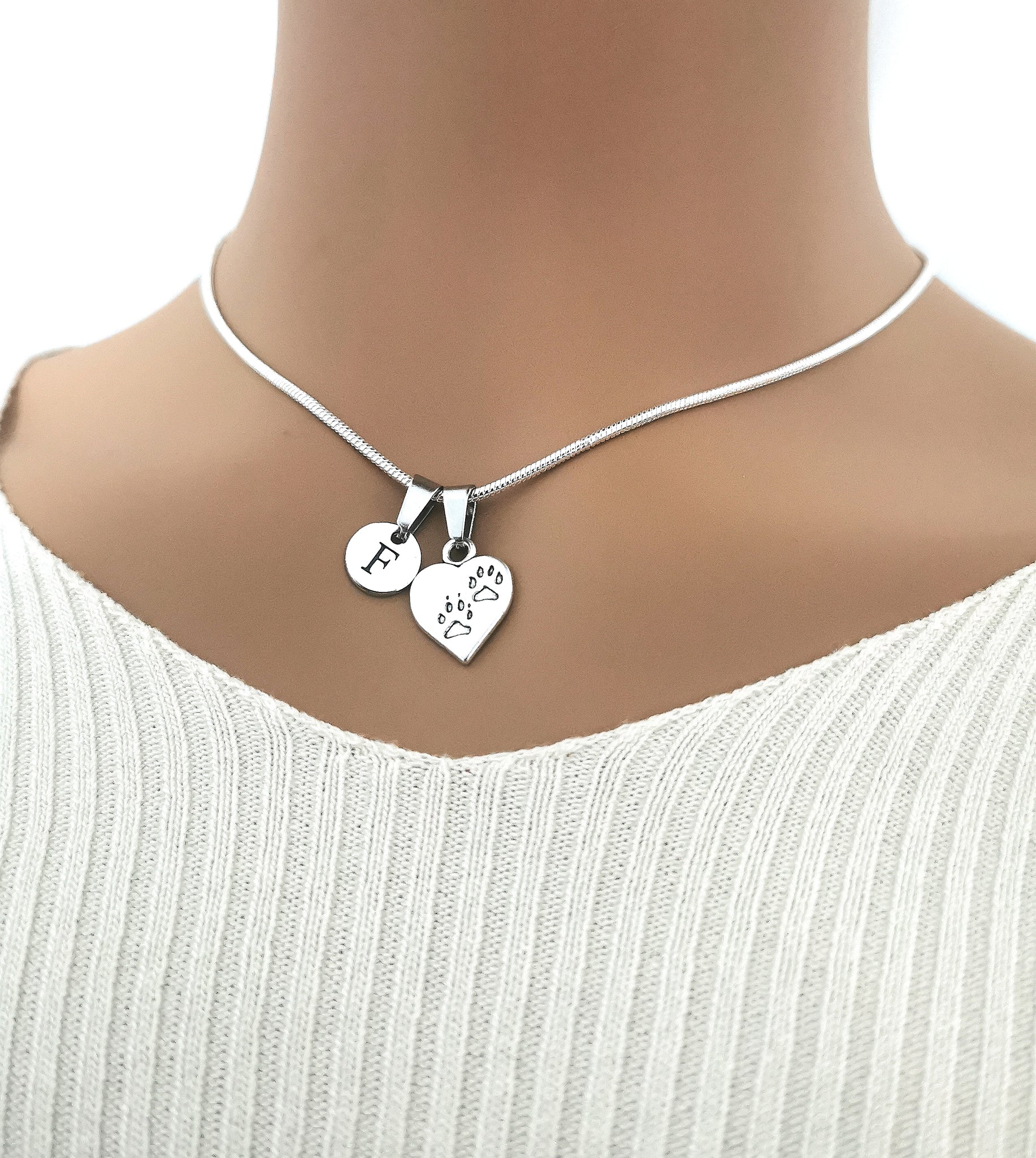 Heartwarming Silver Dog Paw Heart Necklace - Stylish Charm Gift with 18" length - Perfect for dog lovers - YouLoveYouShop
