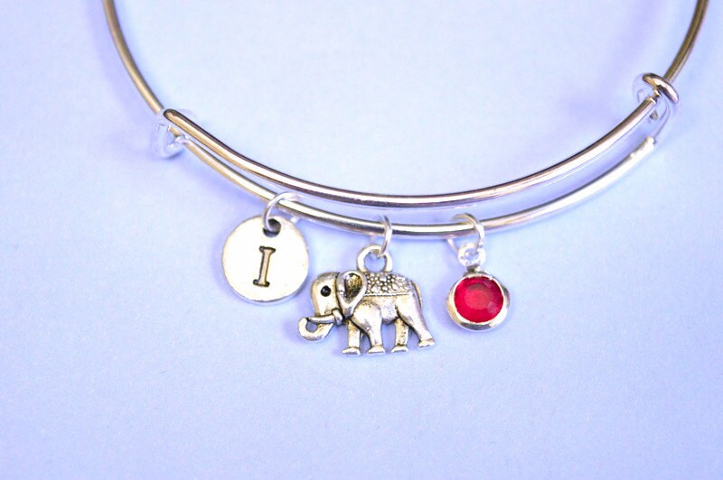 Personalised bangle, Elephant bangle, Adjustable Bracelet, birthday gift for best friend, birthday present for friend, gift for aunt, cousin