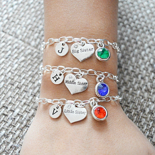 Big Sister, Little Sister, Middle Sister, Personalized gift for Sisters, Big Sis gift, Mid Sis, Lil Sis gift, Sister Bracelets, 3 sisters