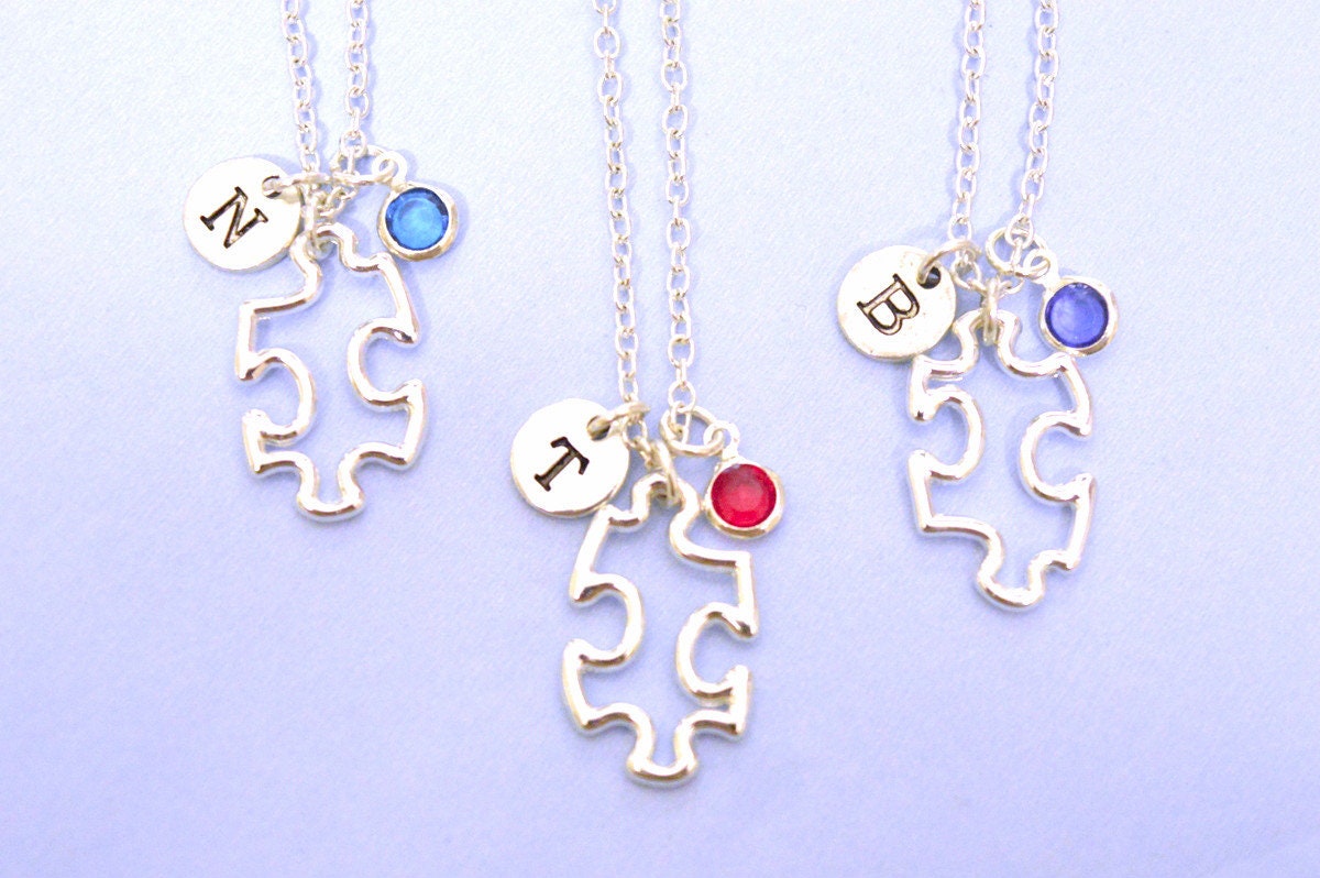 Best friends puzzle necklace set, BFF Puzzle Necklaces, 3 puzzle pieces jewellery, jigsaw piece charm, Jigsaw pendants, Jigsaw BFF Gift