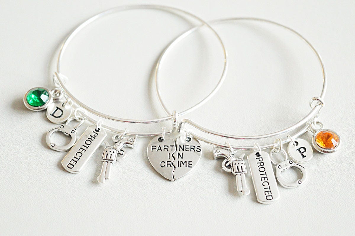 Partners In Crime bracelet set,  BFF gift idea, bff bracelets set, Set of two 2 best friend bracelets, handcuff, mother daughter, sister,