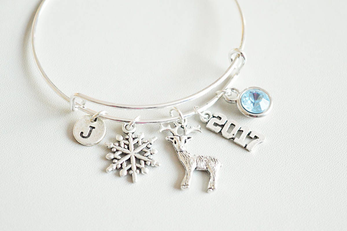 Snowflake Bracelet, Reindeer Bracelet, Christmas Bracelet, Snowflake Jewellery, Reindeer Gift, Christmas Jewellery, Winter Bracelet Gift