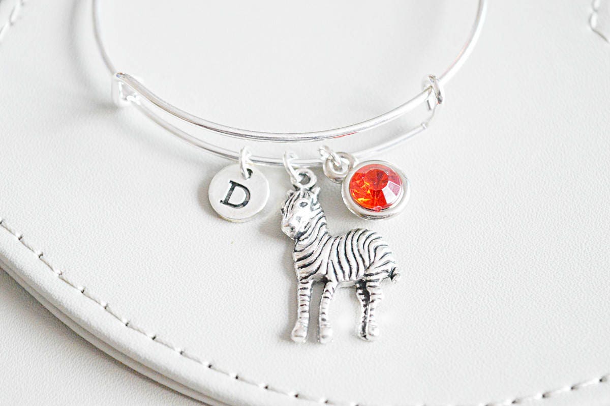 Zebra bracelet , Zebra bangle, Zebra Gift, Zeebra bangle, Animal bracelet, Animal charm gift, Birthstone jewelry, Zebra Silver, Zoo, Safari