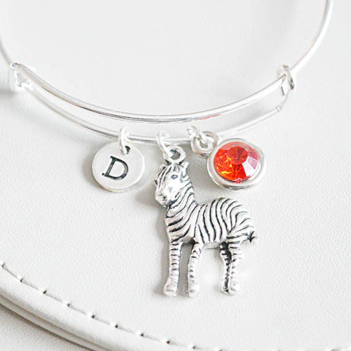 Zebra bracelet , Zebra bangle, Zebra Gift, Zeebra bangle, Animal bracelet, Animal charm gift, Birthstone jewelry, Zebra Silver, Zoo, Safari