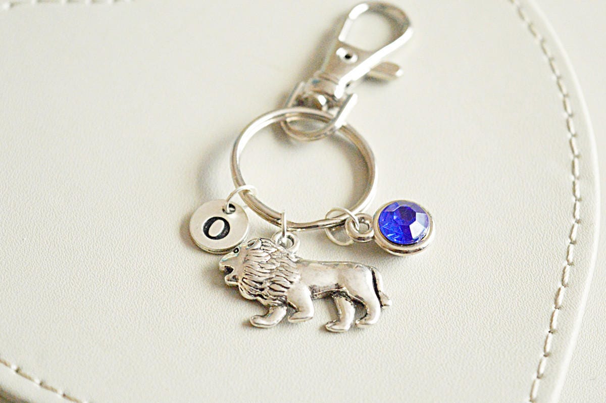 Lion Keyring, Silver lion charm, lion charm key chain, Leo Keychain, lion pendant, lion memorial, lion gift, lion jewelry. lion tribute