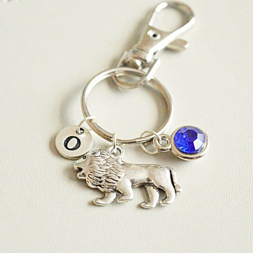 Lion Keyring, Silver lion charm, lion charm key chain, Leo Keychain, lion pendant, lion memorial, lion gift, lion jewelry. lion tribute