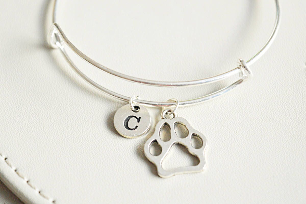 Paw Print Bangle, Dog Paw Bracelet, Dog Bracelet, Personalized Dog Charm Bracelet, Dog Gift, Dog Loss Gift, Pet Loss Gift, Petloss Bracelet