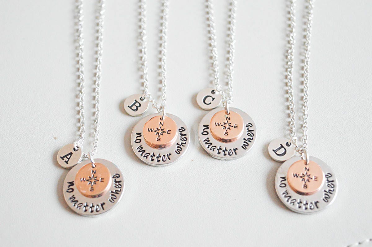 Christmas gift for best friend, christmas gift friends family, initial necklace, personalized compass, Monogram Necklace, Name Necklaces,