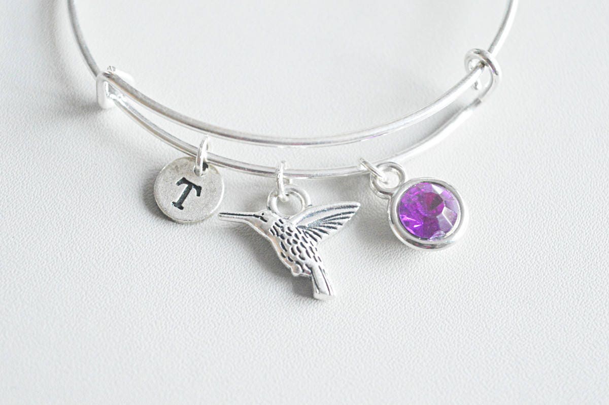 Hummingbird Bracelet, Humming bird Bracelet, Hummingbird Gift, Hummingbird Jewellery, Bird Charm Gift, Bird, Silver, Bangle, Gift, Personal