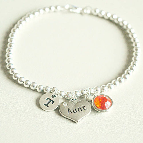 Christmas gift for aunt, Aunt Bracelet, Aunt Gift, Aunt silver bracelet, Gift for Aunt, Aunty bracelet, Gift for Aunty, Personalized bead