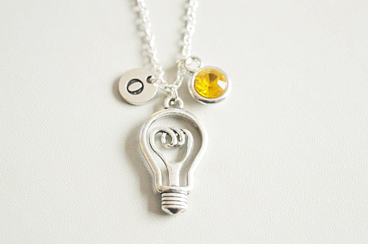 Light Bulb Necklace, Light bulb Gift, Light Bulb Jewelry, Gifted Necklace, Genius Gift, Clever, Geek,Best friend necklace, light, bff,friend