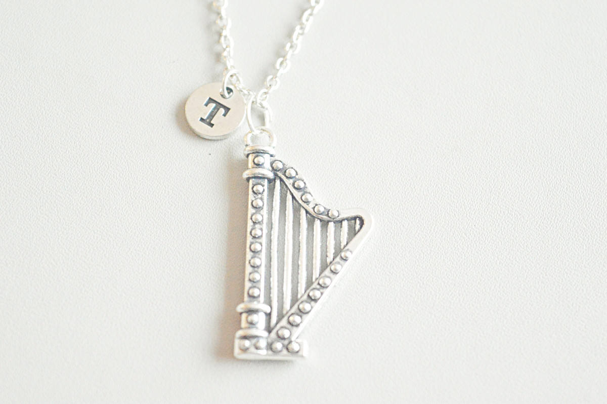 Harp Necklace, Harp Gift, Harp jewelry, Harp player Gift, Harp, Musician, Music Bracelet, Musical Instrument, Music, band, Instrument