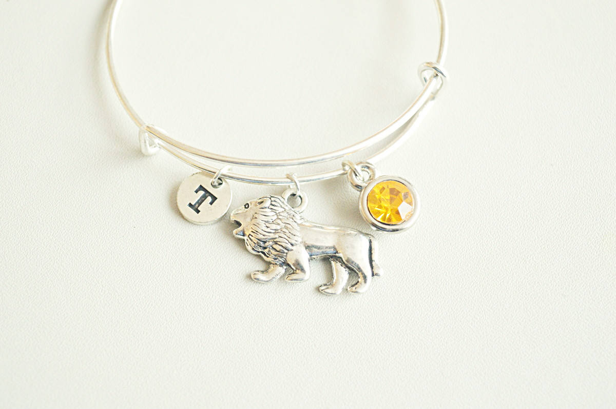 Lion bracelet, Lion jewelry, Gemstone bracelet, Lion head bracelet, Leo bracelet, Silver lion bracelet, Lion bangle, Animal bracelet,custom