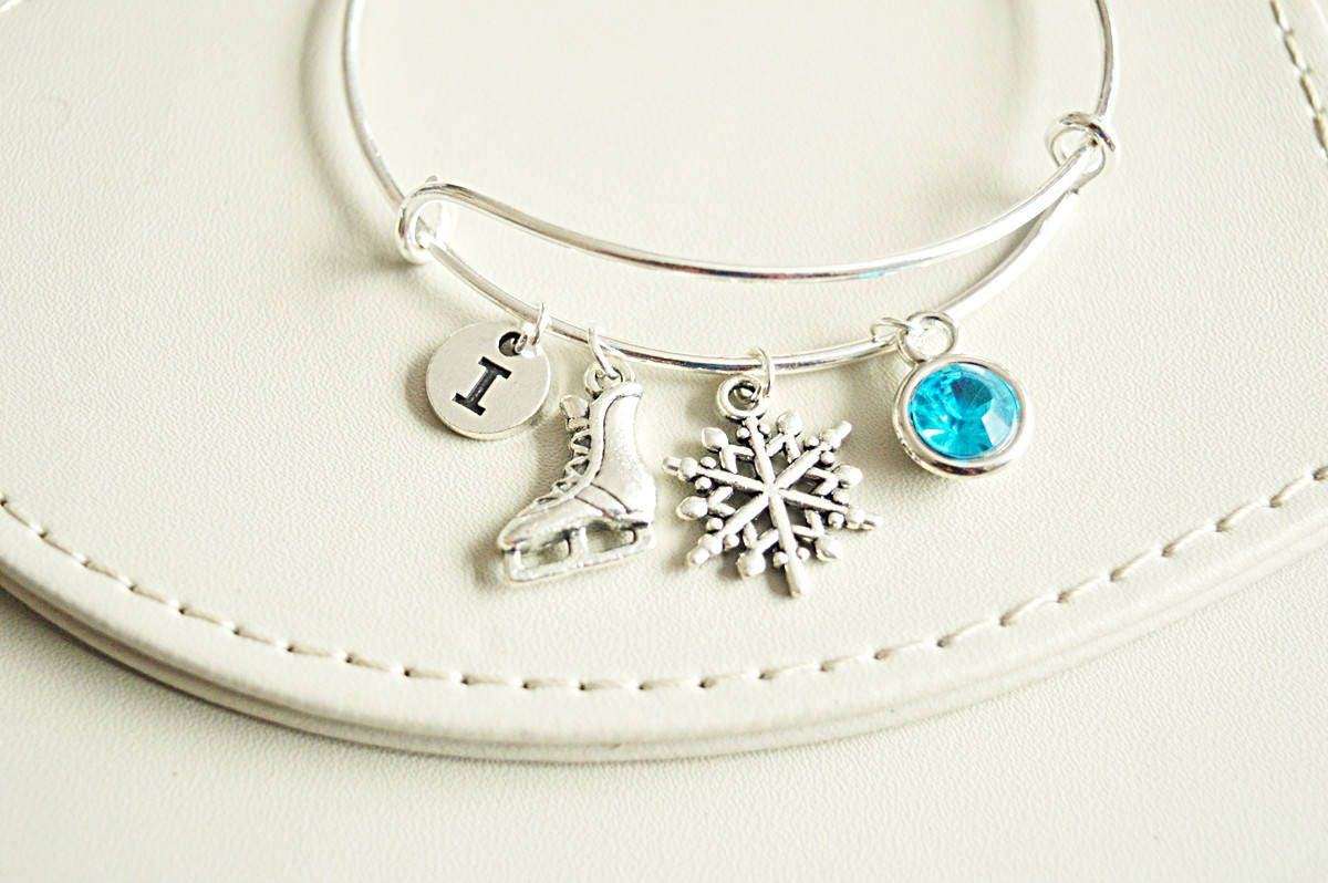Snowflake Bracelet, Ice Skate  Bracelet, Christmas Bracelet,Snowflake Jewellery,Gift for ice skater,Christmas Jewellery,Winter Bracelet Gift