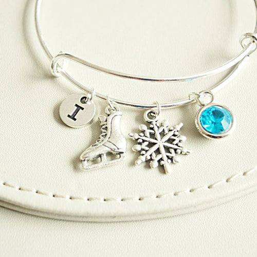 Snowflake Bracelet, Ice Skate  Bracelet, Christmas Bracelet,Snowflake Jewellery,Gift for ice skater,Christmas Jewellery,Winter Bracelet Gift