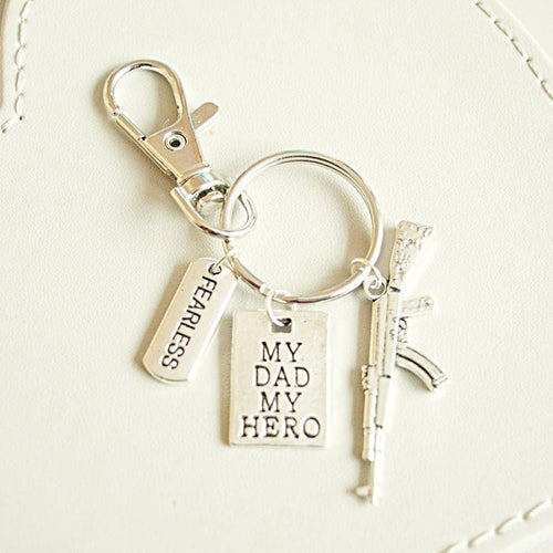 Army Dad Gift, My Dad MY Hero, Father Birthday gift, Military dad, Dad Key Ring, Dad Christmas Gift, Father gift,Gift fro daughter, Gun,Army