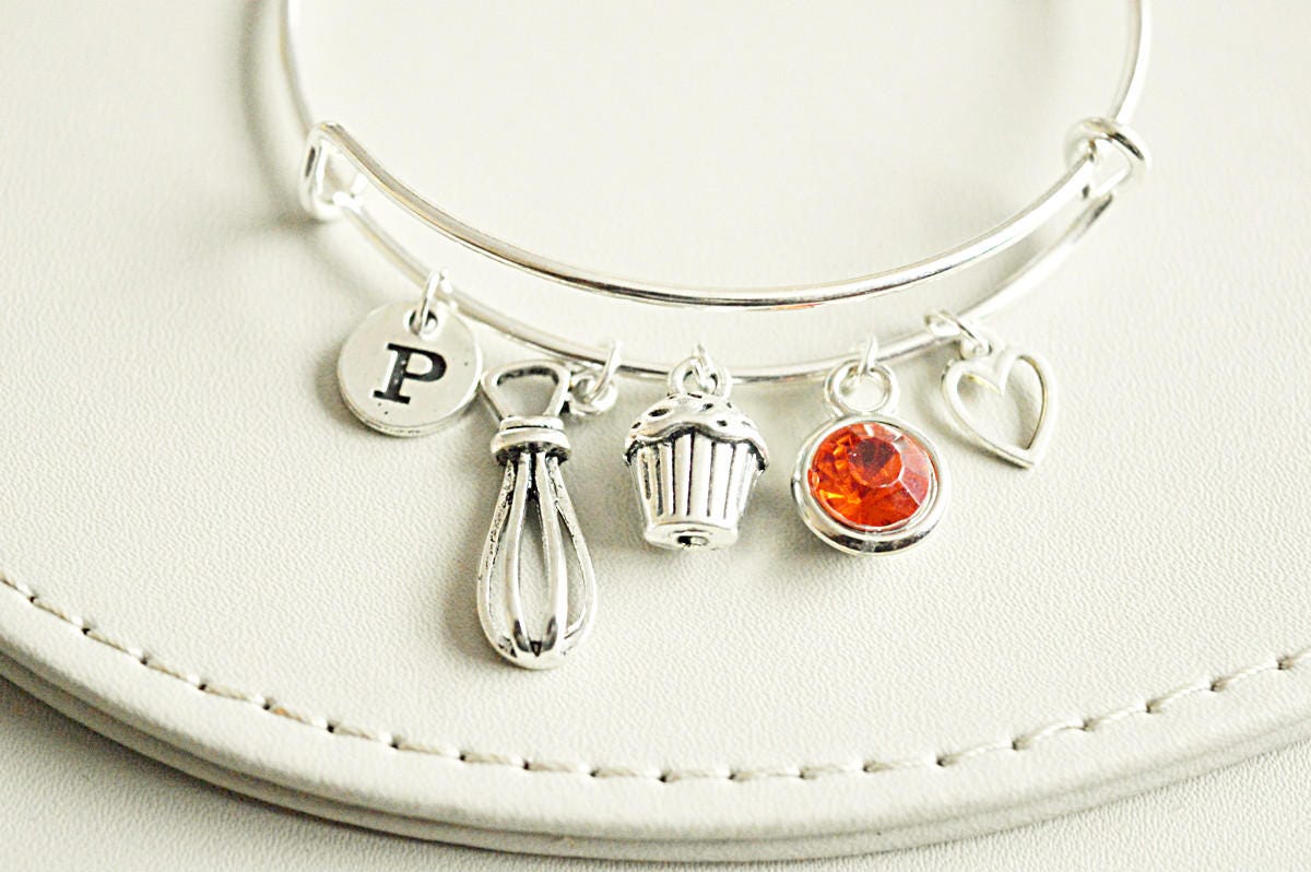 Chef Bracelet, Cooking Jewelry, Chef Gift, Cooking Gift, Baking Gift, Baker Bracelet, Baking, Cook, Bakers, baking whisk, Muffin, Cupcake