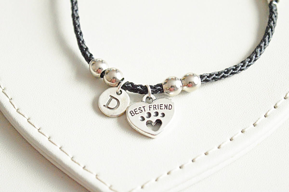 Friendship bracelets, Best friend bracelet, Best friend gift, Best friend charm bracelet, BFF bracelet, BFF Gift, Dog Paw, Paw print,Present