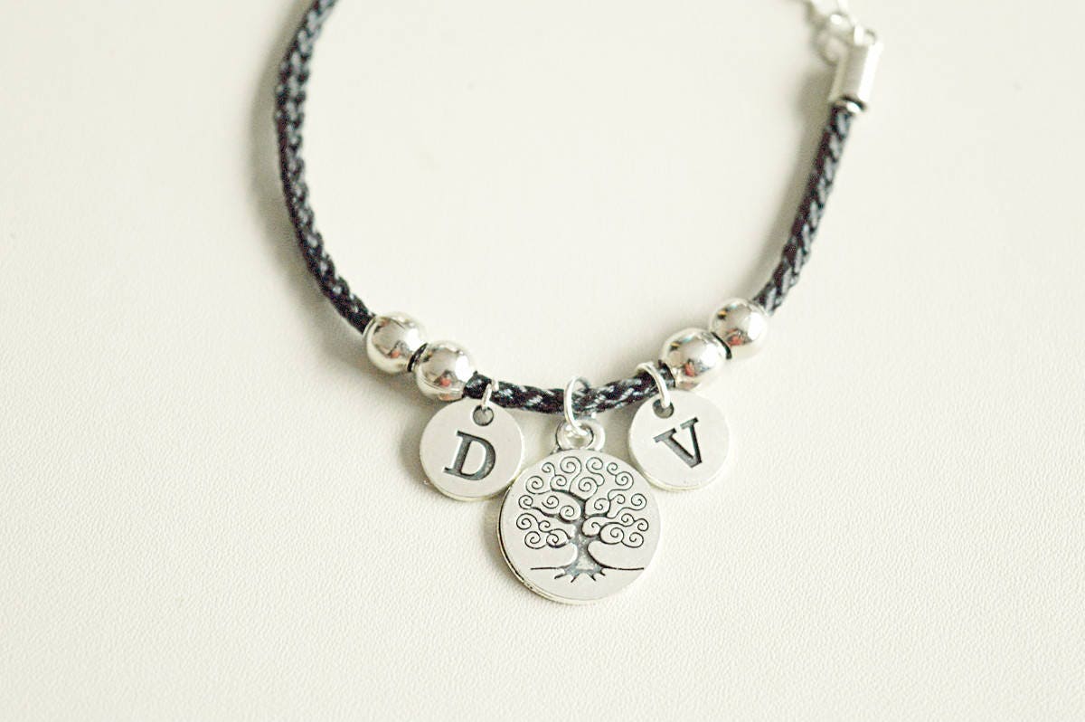 Family Tree Bracelet, Tree of Life Bangle, Tree of Life Bracelet, Personalized Charm Bracelet, Personalized Family Gift, Initial birthstone