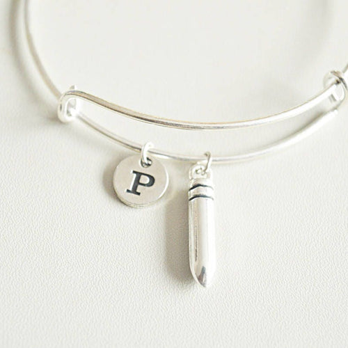 Bullet Bracelet, Bullet Gift, Birthday Gift for her, Silver Bullet Charm Gift, Gun Jewelry, Army Wife, Army mom, Army Daughter, Marine gift