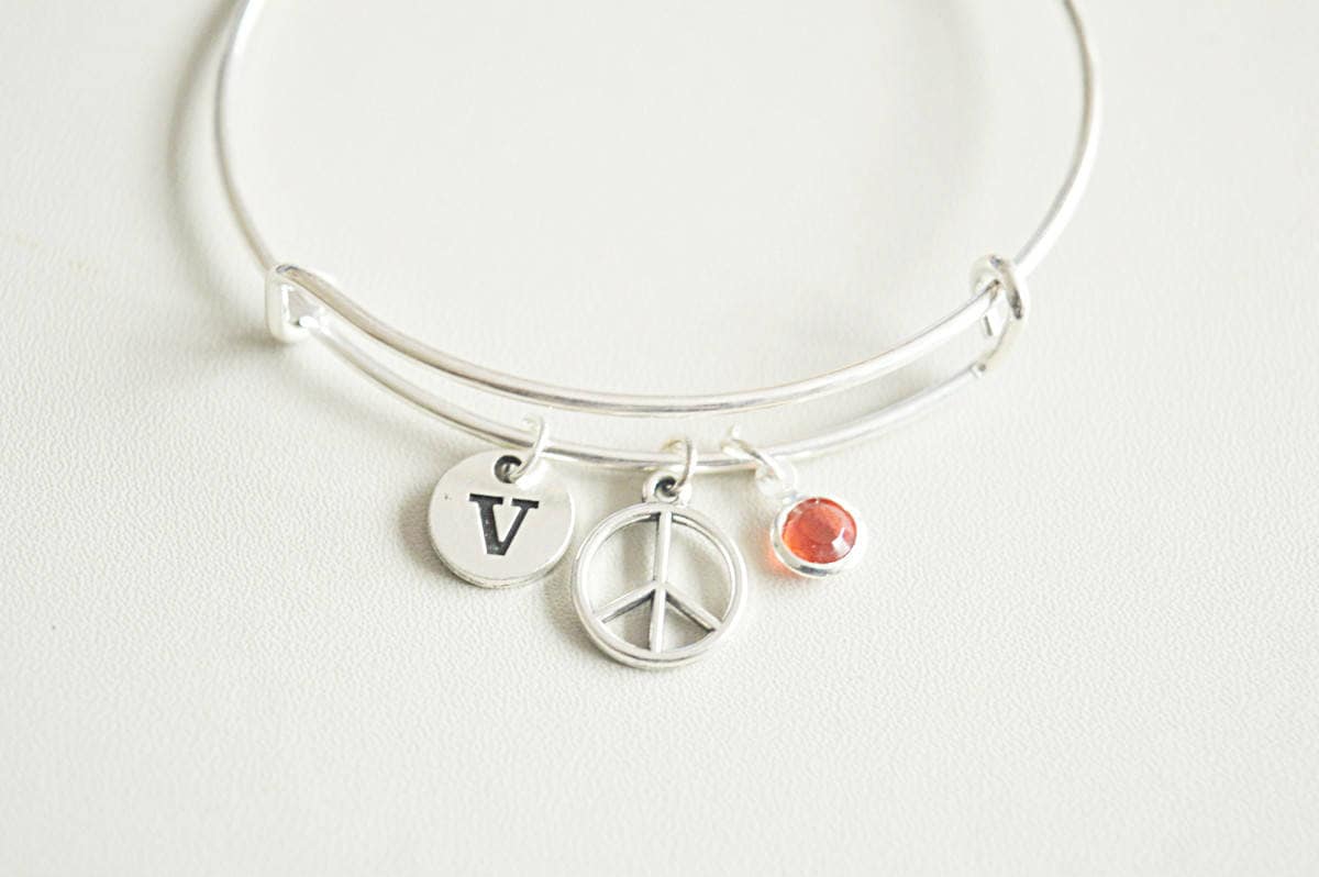 Peace Silver Bracelet, peace Bracelet, hippie Bracelet, Boho jewelry, Boho Bracelet, Peace symbol Bracelet, 70s, 80s, old school, hippy