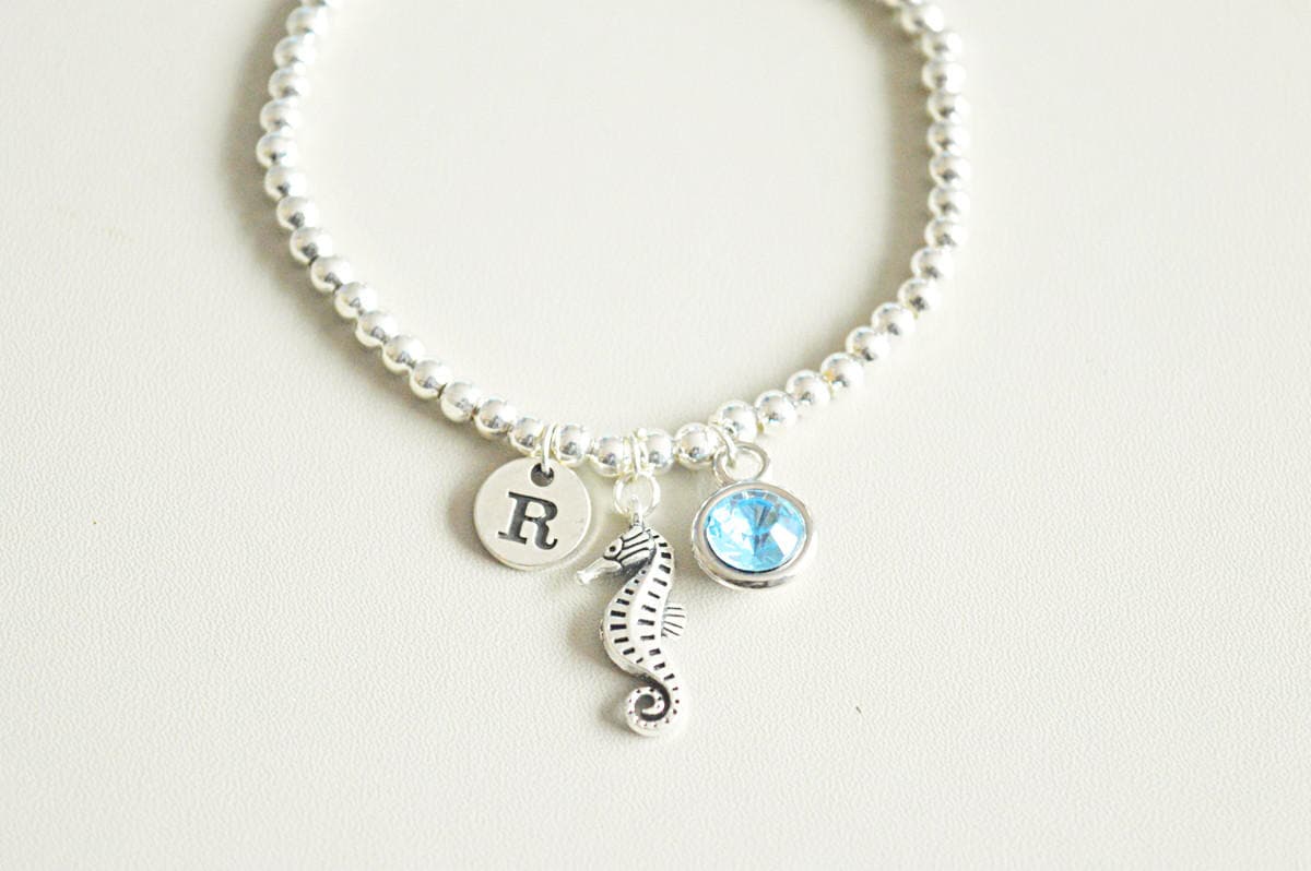 Seahorse gift, Seahorse Bracelet, Seahorse Jewelry, Sea horse charm, Gifts for her, Animal gift for her, birthday gift for her,Beach wedding