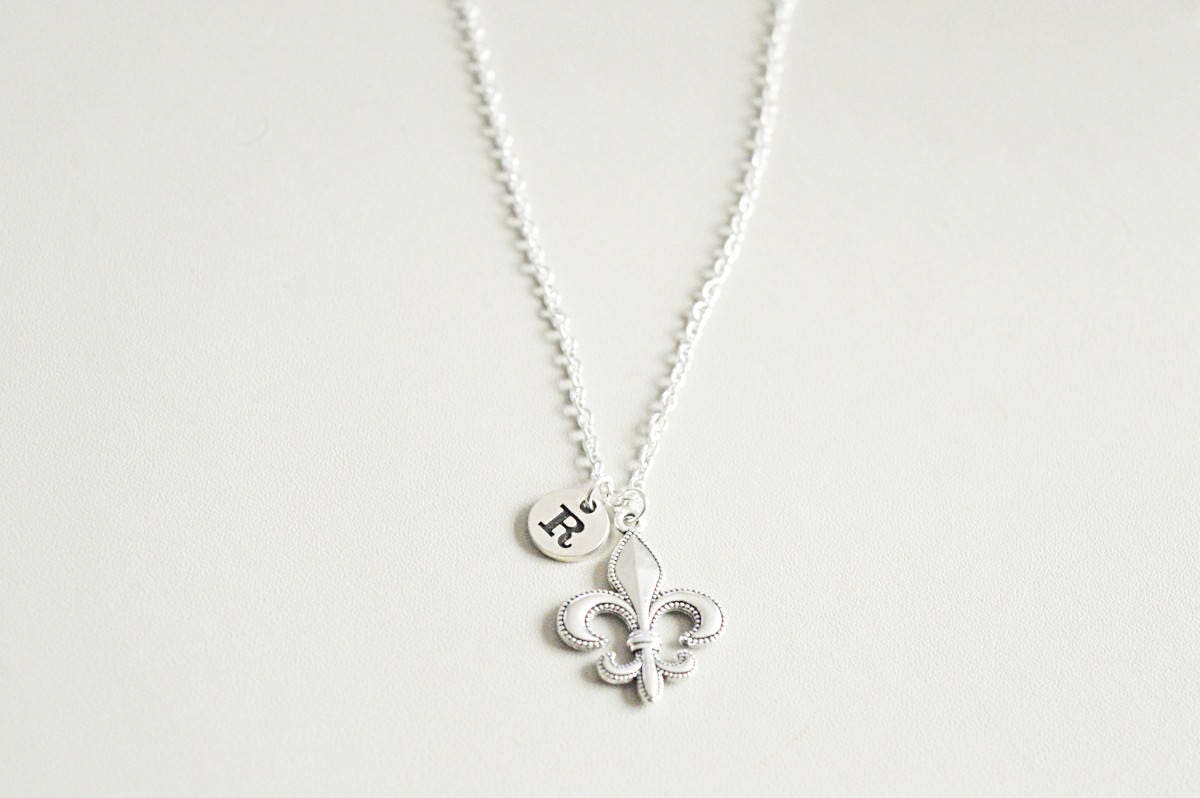 Fleur de Lis Gift, Fleur de Lis Necklace, Fleur de Lis Jewelry, Personalized, Fleur-de-lis jewelry, fleur, Fleur-de-Lis, Charm, Silver gift