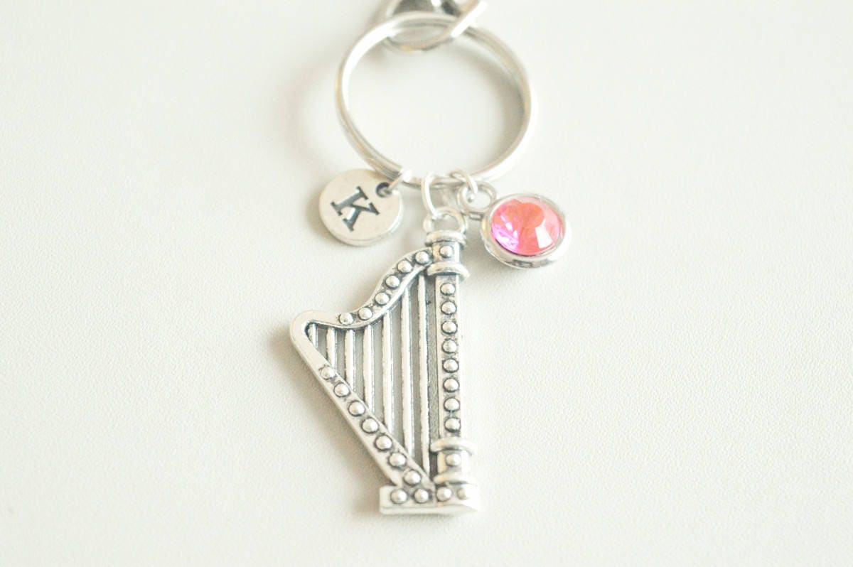 Harp Keychain, Harp Keyring, Harp Gift, Harp jewelry, Harp player Gift, Harp key chain, Music Keychain Musical Instrument, Music, Instrument