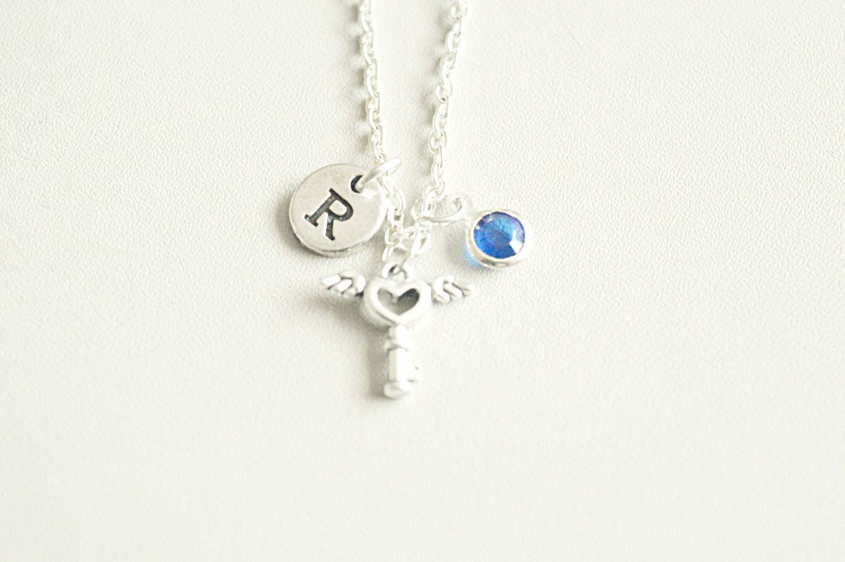 Silver Key Necklace, Key Necklace gift, Anniversary gift, Friendship gift, Key charm gift, Key jewelry, Key to my heart , Gift for her,women