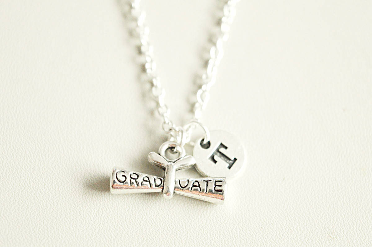 Graduation Necklace, Graduation gift, Silver Personalized Graduation Gift 2018, Hand Stamped Graduation Jewelry Graduate necklace 2018