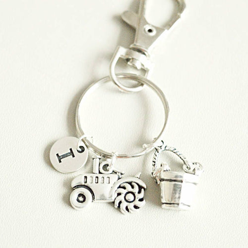 Tractor keyring, Farmer gift,chain, Bucket,  Farmer key Tractor keys, Farming Gift, Tractor driver gift, Gift For Tractor Fan, Birthday Gift