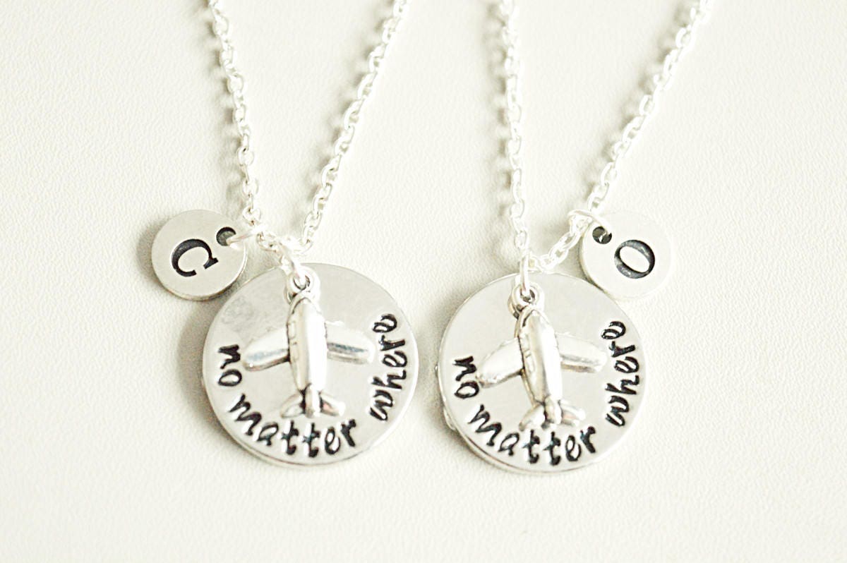 Long distance friendship gift, Plane necklace, Distance friendship Gift, Long distance relationship, No Matter Where, Friendship Necklace