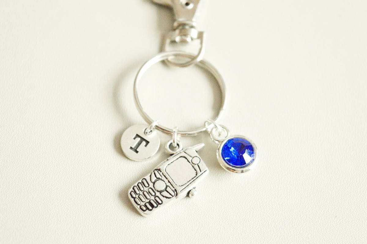 Cell Phone keyring, Mobile Phone keyring, Telephone key chain, Gift for her, Cellphone charm, phone Gift, phone charm, Cell Phone Addict