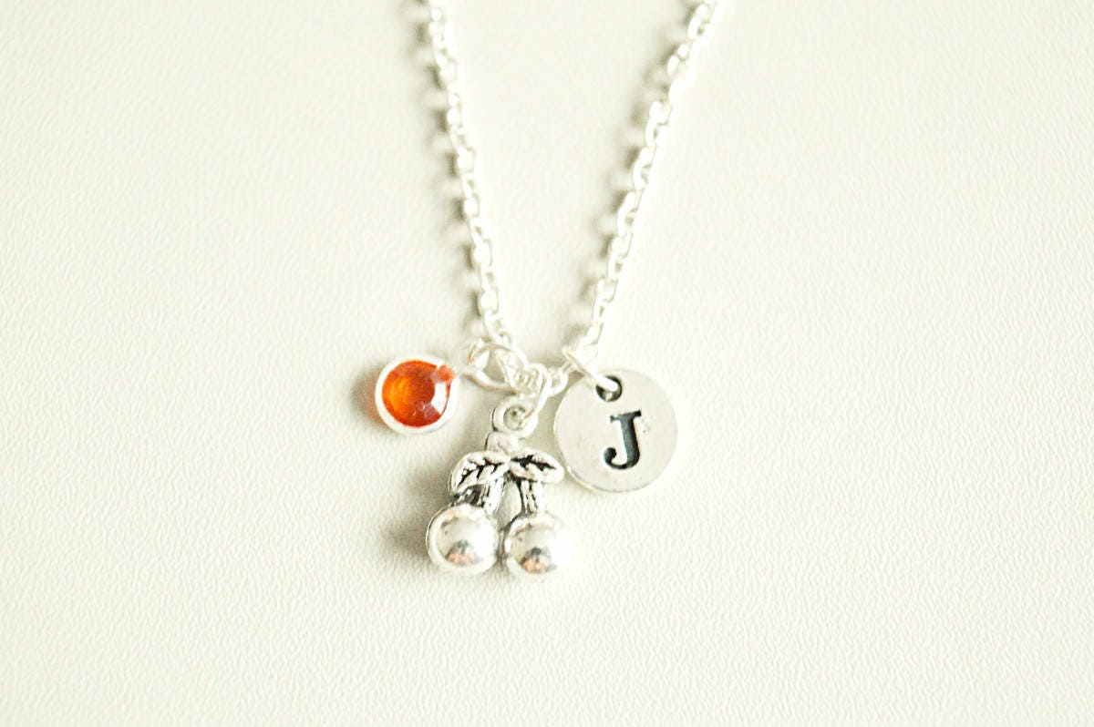 Cherry Necklace, Fruit Necklace, Cherry Gift, Cherry Jewelry, Food Necklace, Bff gift, Birthday, Best friend gift, Jewelry, Fruit gift. her