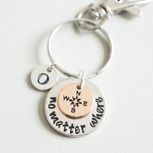Distance keyring, distance relationship, ldr, bff, keychain, no matter where, couple keyrings, Good Bye gift, girlfriend gift, personalized