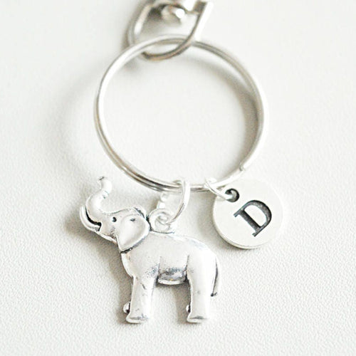 Gift for friends, Animal keyring, Elephant gift ,gift for girlfriend, Animal keychain, birthstone initial, unique gift for her, birthday