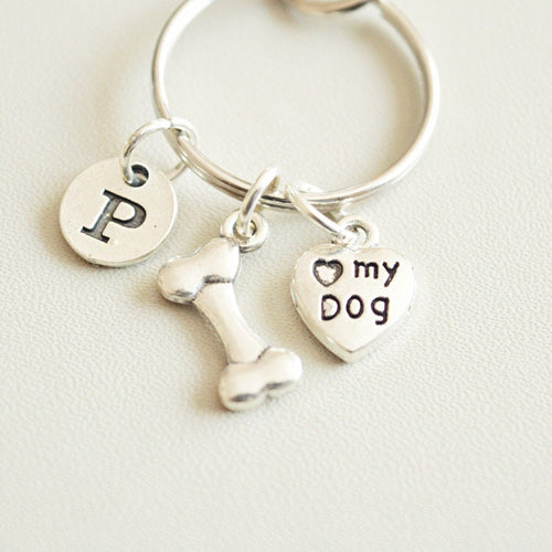 Dog Bone Keychain, Dog Gift for Her, Dog Lover gifts, Dog Lovers Keyring, Dog charm keychain, Friends, Couple, Matching, Pet, Birthday Gift