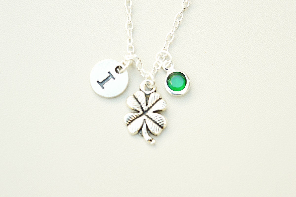 Shamrock Necklace, Shamrock Gifts, Shamrock Jewellery, Four Leaf Necklace, Four leaf gift, Irish Friend, Goof Luck, Faith, Hope, Love, Her