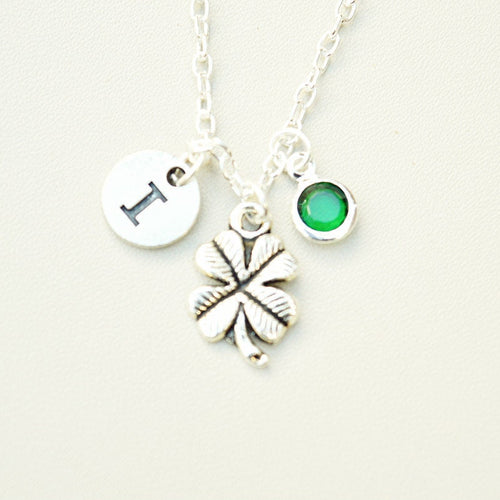 Shamrock Necklace, Shamrock Gifts, Shamrock Jewellery, Four Leaf Necklace, Four leaf gift, Irish Friend, Goof Luck, Faith, Hope, Love, Her
