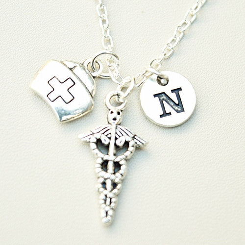 Registered Nurse Necklace, Registered Nurse Gift, Medical Symbol Necklace, Caduceus Medical Sign,Nurse Necklace, Nurse Graduation, Birthday