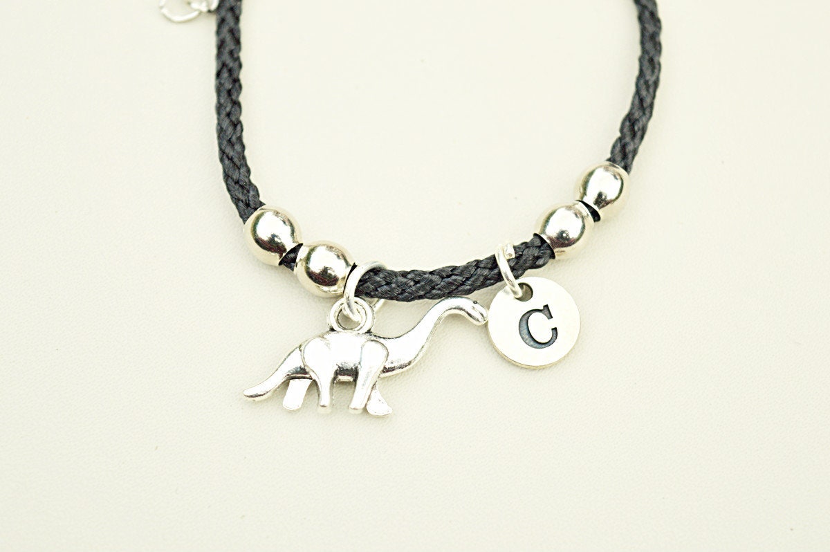 Dinosaur gifts, Dinosaur bracelet, Initial charm bracelet, Dinosaur jewellery, Dinosaur armband,  Dino charm, Dinosaur Lover, Best Friend